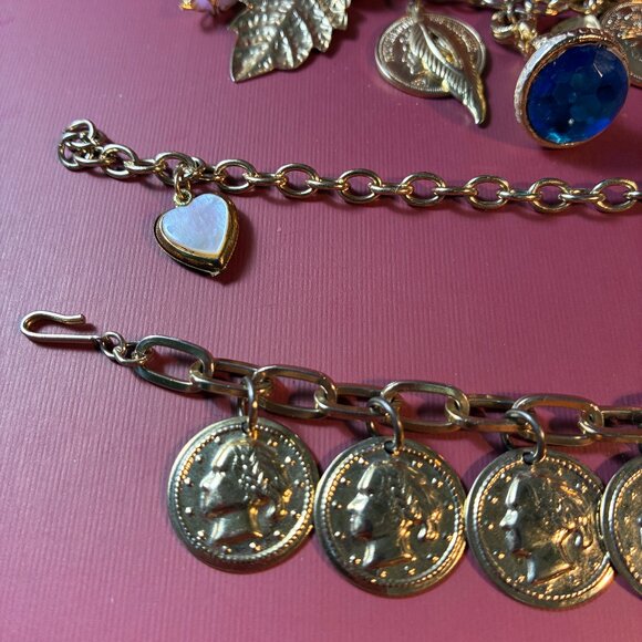 Vintage Bracelets Lot Coins Gypsy comes with Earrings & Heart Locket Mini - Picture 4 of 15